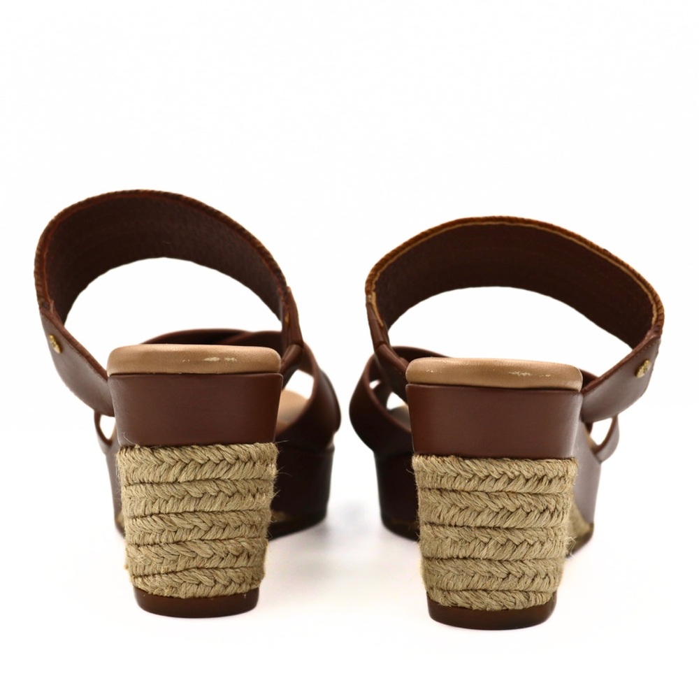 UGG Adriana Sandals Women’s 8.5 Brown Leather Platform‎ Espadrille Wedge - Picture 9 of 13